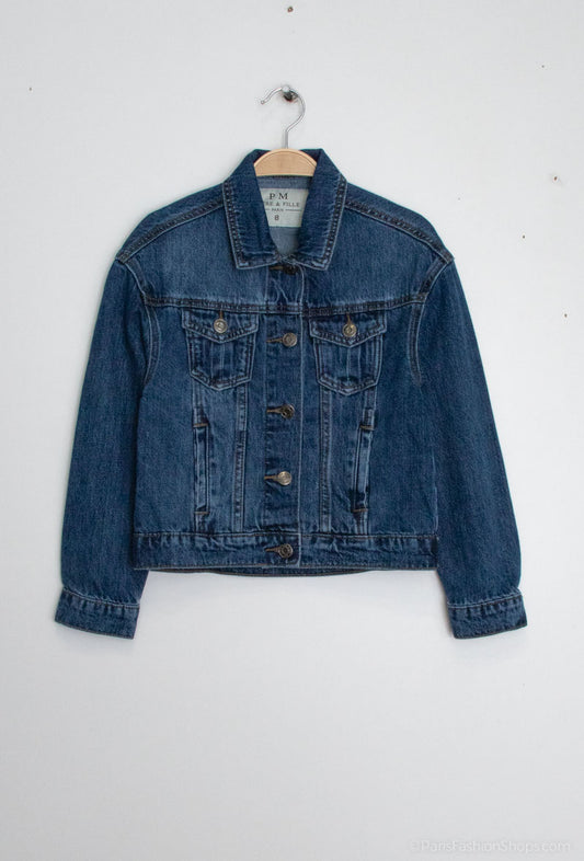 Veste en jeans avec broderie coeur doré au dos
