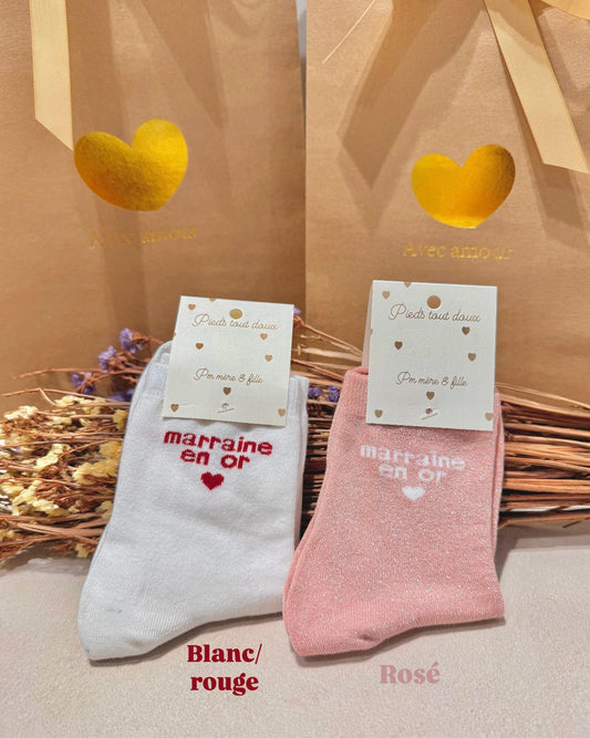 Chaussette "marraine en or"