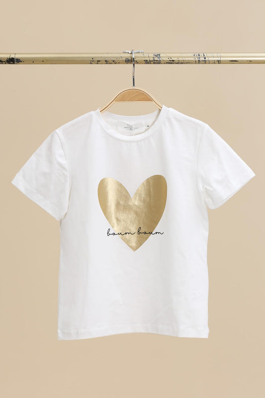 T-shirt manches courtes inscription coeur "boum boum"