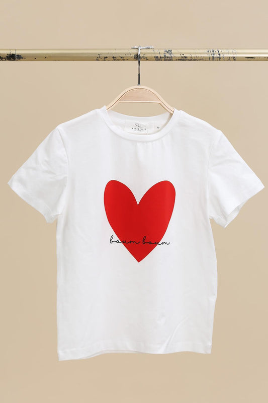 T-shirt manches courtes inscription coeur "boum boum"
